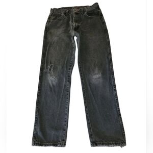 Rustler Men's Distressed Black Straight Leg Jeans Size 34/32